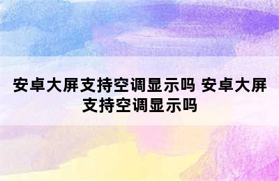 安卓大屏支持空调显示吗 安卓大屏支持空调显示吗